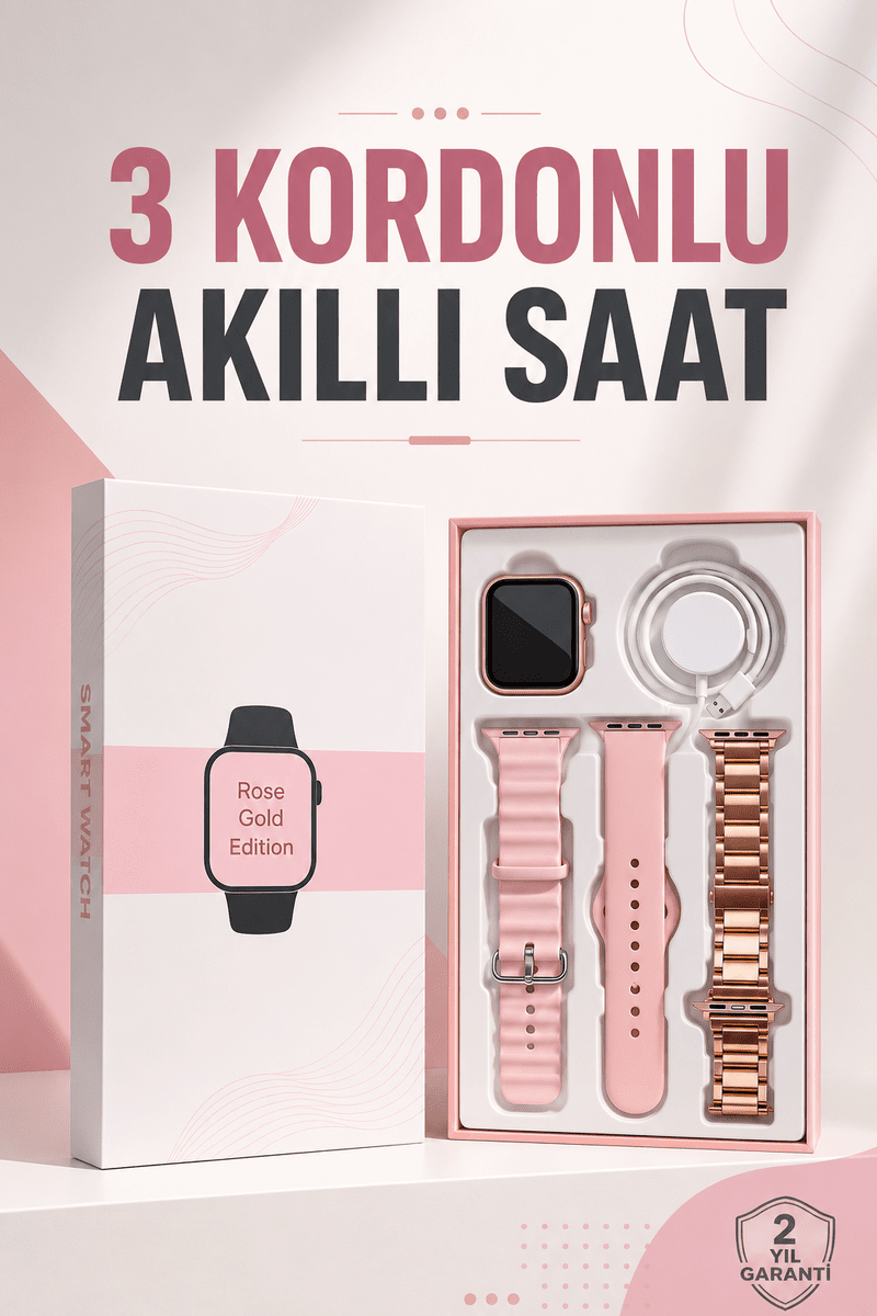 Akıllı Saat Amoled Ekran 3 Kordonlu Aksesuar Hediyeli Sesli Görüşme - Standart / Standart