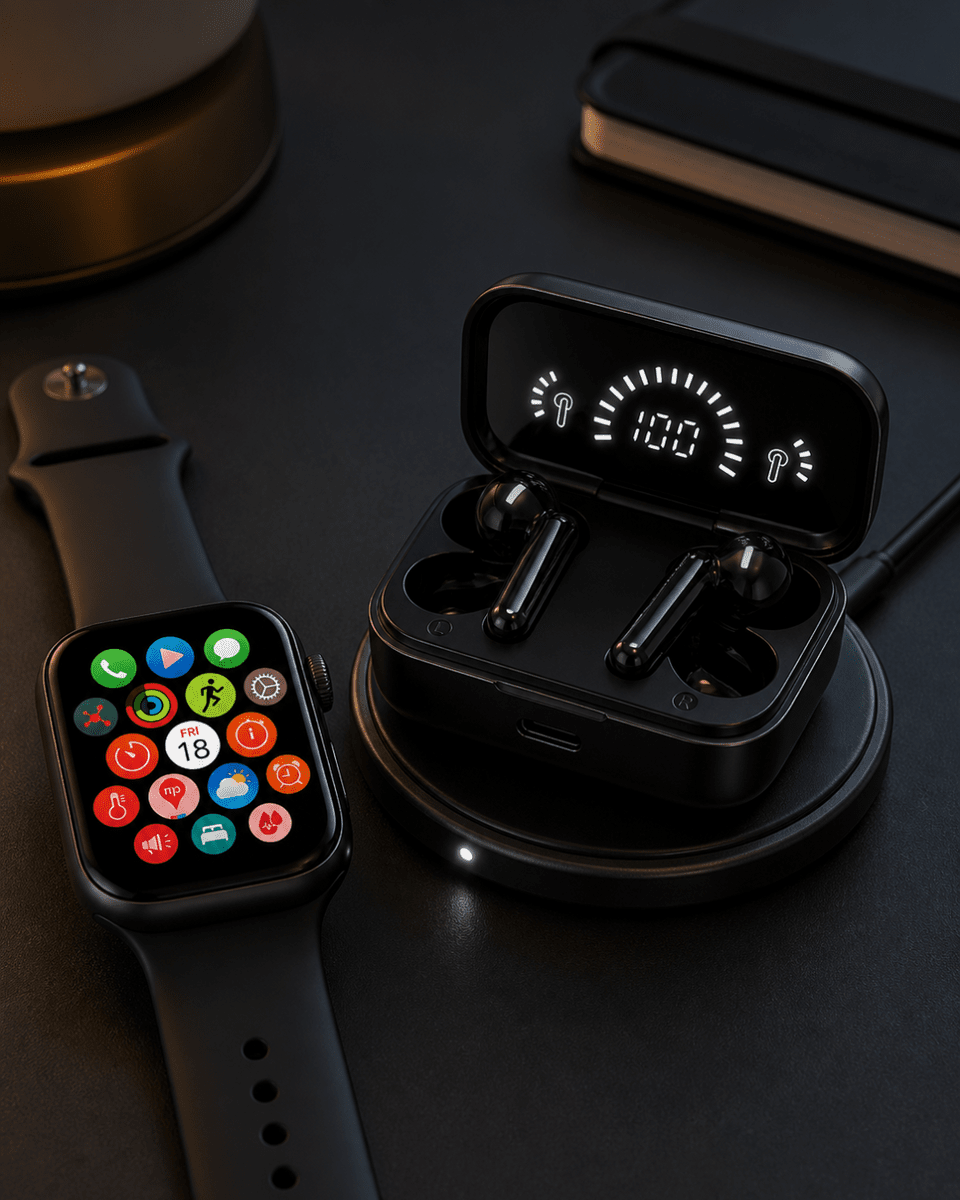 Spor ve Günlük Kullanıma Uygun Akıllı Saat ve Bluetooth Kulaklık Seti Yüksek Performans