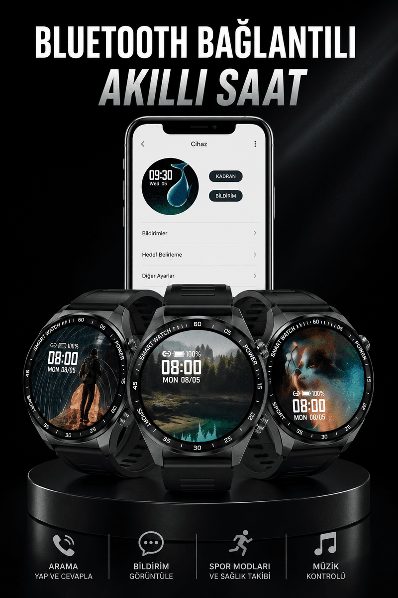 Akıllı Saat GPS VE NFC Özelliği Sesli Görüşme Dokunmstik Ekran - Standart / Standart