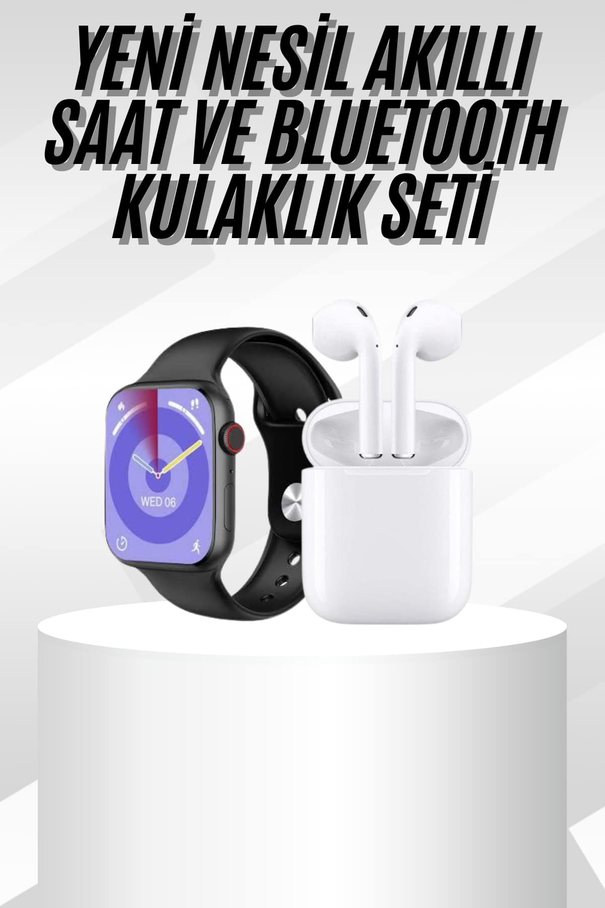 Yeni Nesil Akıllı Saat Ve Kulaklık Seti Gümüş Kasa Zarif Tasarım Çok Fonksiyonlu - Standart / Standart