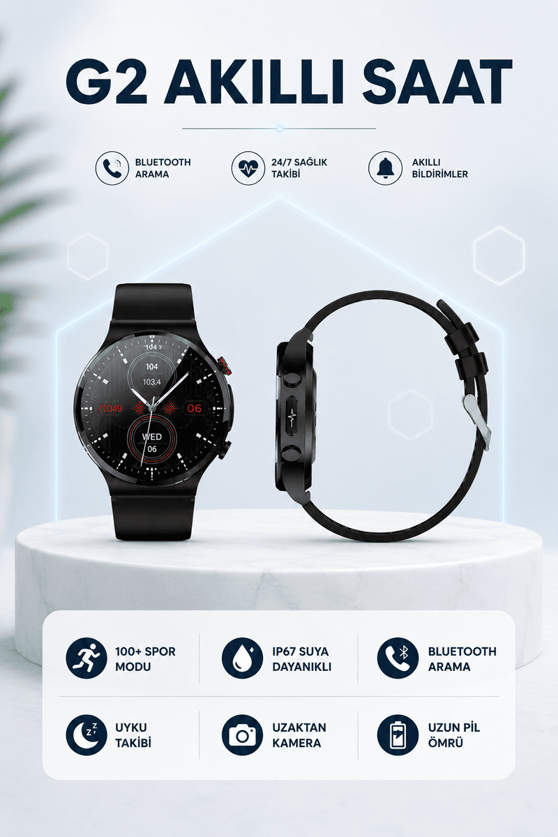 G42 AKILLI SAAT IOS ve ANDROİD CİHAZLARLA UYUMLU - Standart / Standart