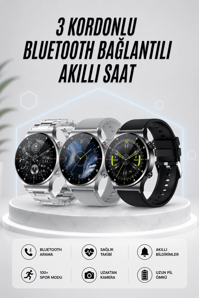 Akıllı Saat Amoled Ekran Bluetooth Bağlantılı Sesli Görüşme Nabız Ölçer - Standart / Standart