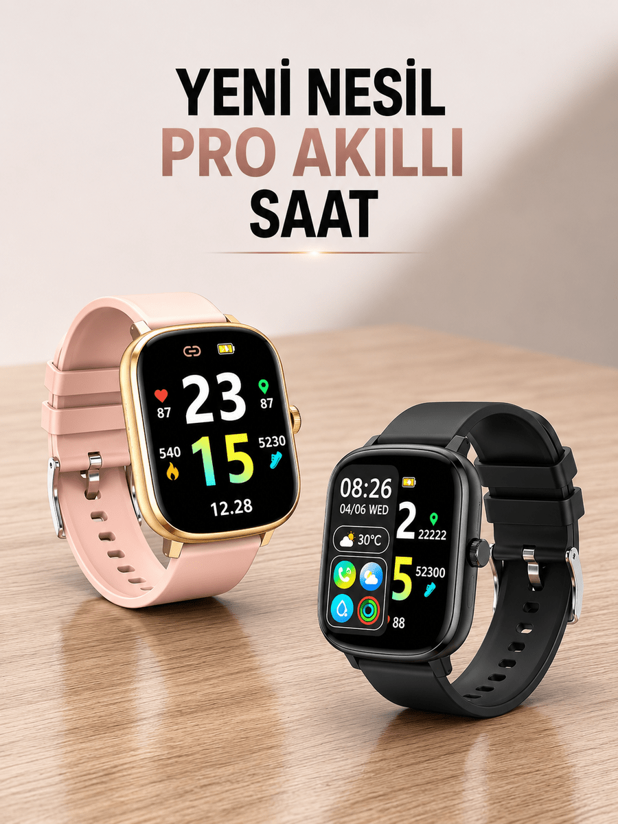 Yeni Nesil Akıllı Saat Arama Bildirimleri, Uyku & Kalp Atış Takibi - Standart / Standart