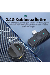 2 Adet Profesyonel Kablosuz Yaka Mikrofonu Lighting Uyumlu Manyetik Klipsli