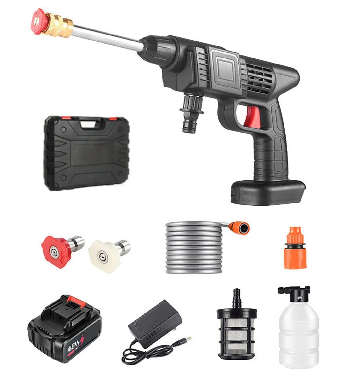 48v Şarjlı Çift Bataryalı Taşınabilir Basınçlı Oto Yıkama Bahçe Sulama Makinesi