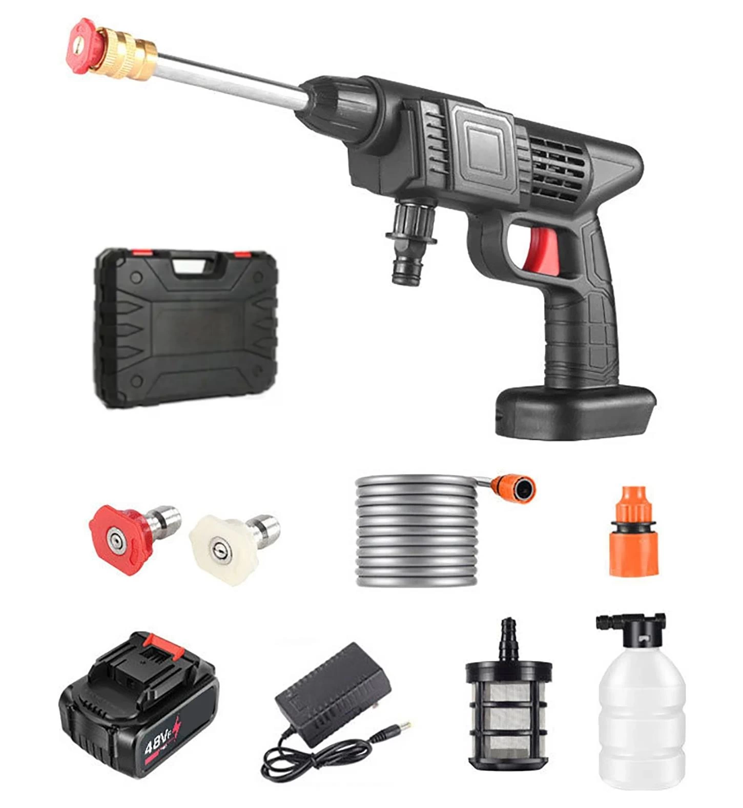 48v Şarjlı Çift Bataryalı Taşınabilir Basınçlı Oto Yıkama Bahçe Sulama Makinesi