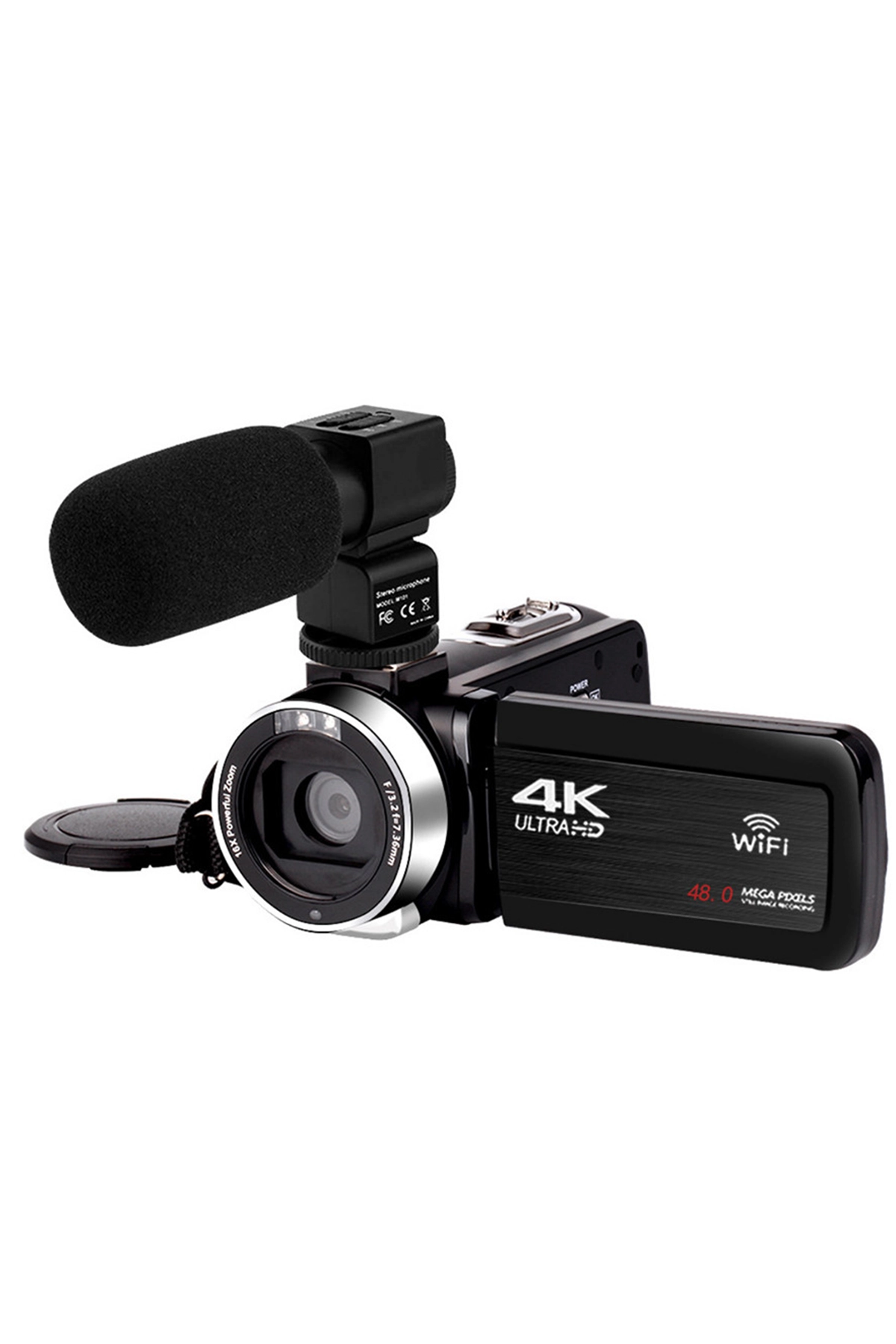 4k Vlog Dijital Video Kamera Wifi 48mp 16x Kaydedici Fotoğrafçılık 3.0’’ıps Dokunmatik Ekran Mikrofon Çift Batarya