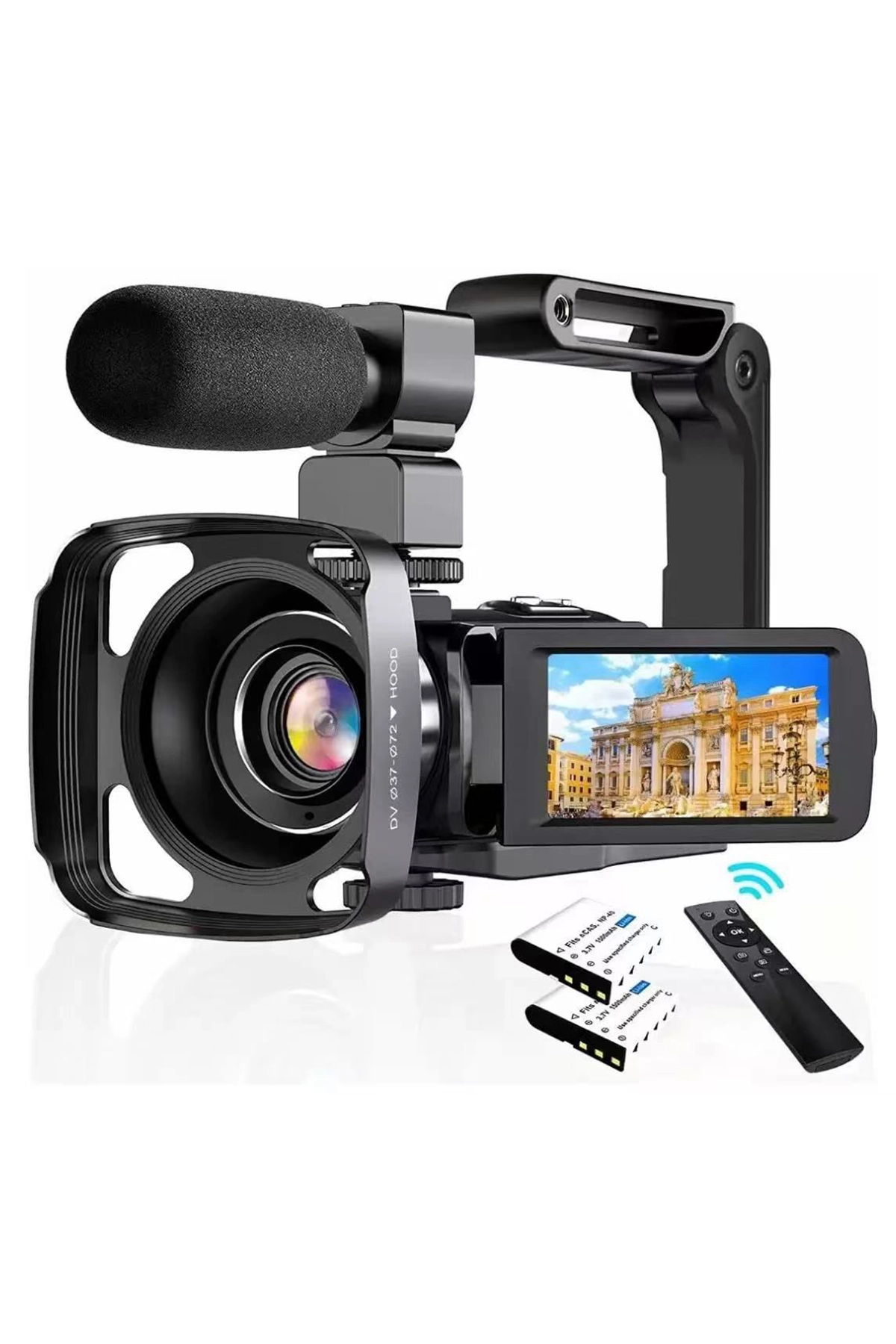 4k Vlog Dijital Video Kamera Wifi 48mp 16x Kaydedici Fotoğrafçılık 3.0’’ıps Dokunmatik Ekran Mikrofon Çift Batarya