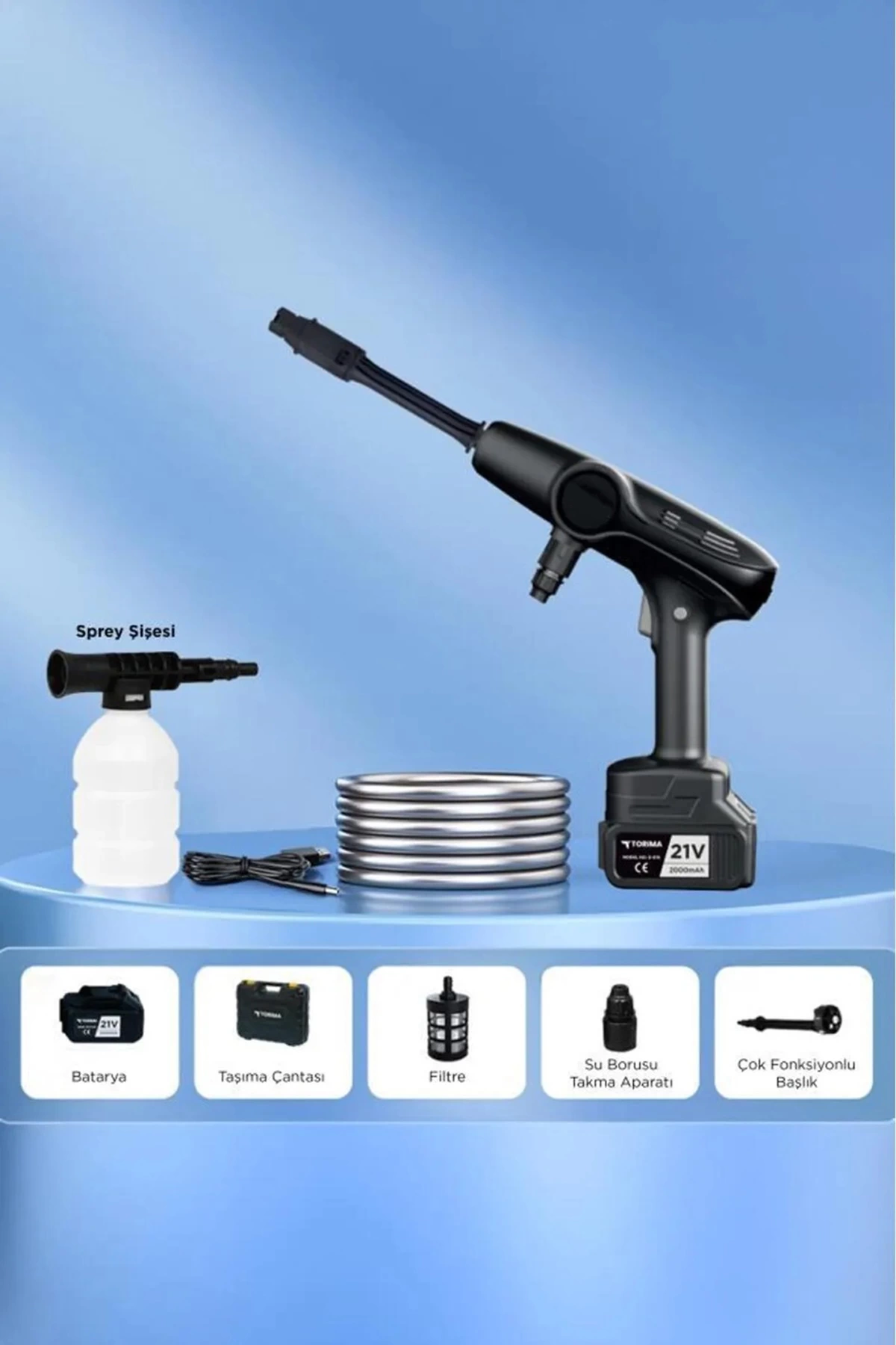 Akülü Şarjlı Yüksek Basınçlı Oto Araba Bahçe Yıkama,temizleme Su Sı