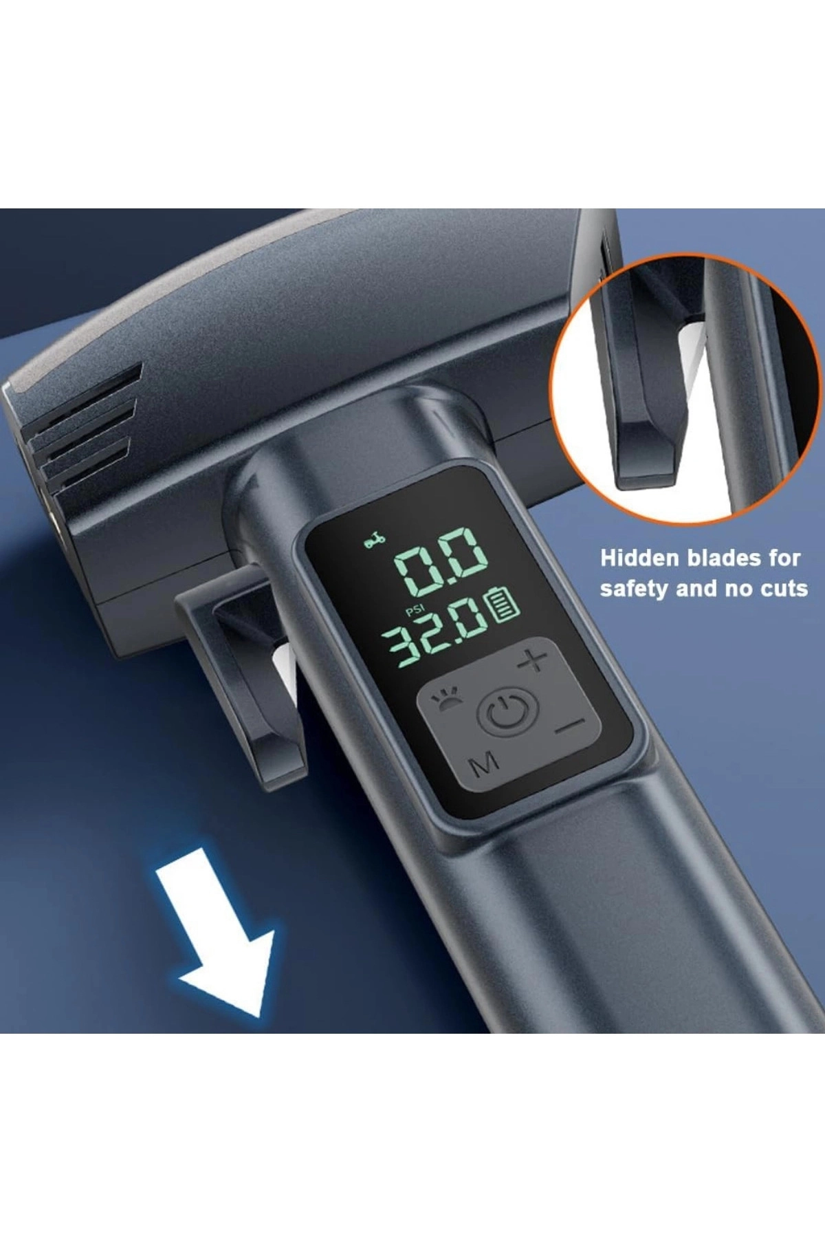 Araba Hava Pompası 4’ü 1 Arada: Kompresör + Cam Kırıcı + Kemer Kesici + Led Işık Şarjlı 4000mah Araç Kompresörlü