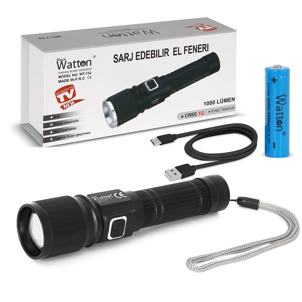 Ürün Kodu :Wt-732 Boyutlar :14-16 cm 3 cm Işık Öze Cree Tg Led 1000 Lümen Göstergeli Fonksiyonel ...