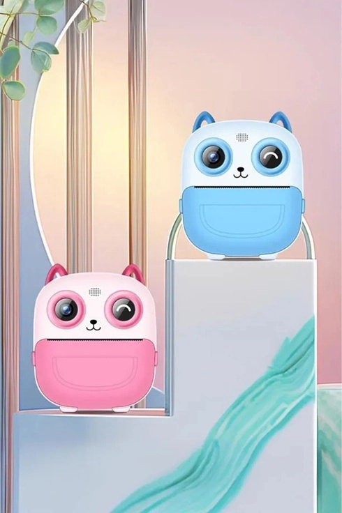 Dijital Video Fotoğraf App Destekli Çocuk Kamerası Termal Resim Kağıt Baskılı Yazıcı Pembe