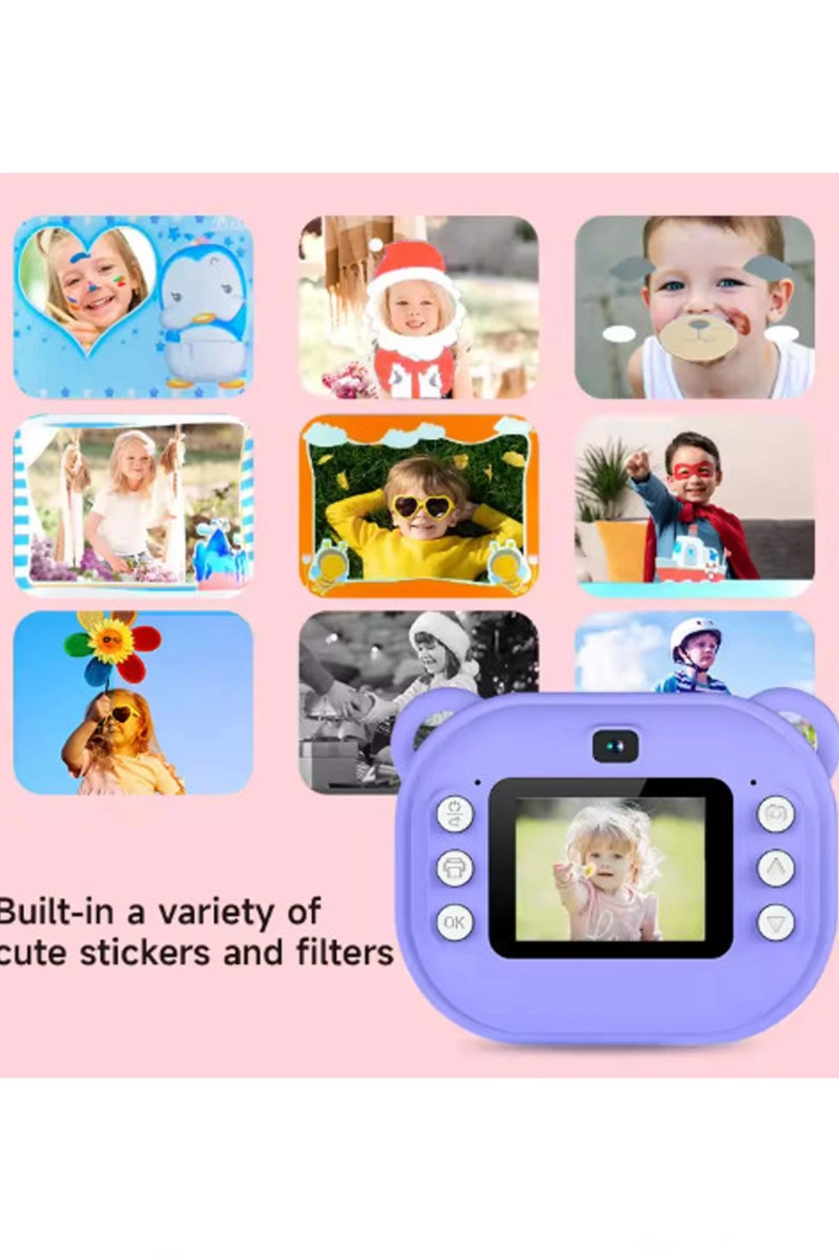 Dijital Video Kayıt Fotoğraf Çocuk Kamerası Anlık Termal Resim Kağıt Baskılı Vtn-09