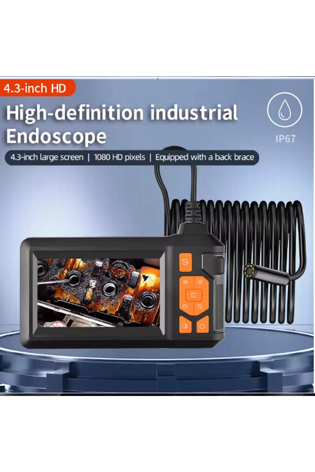 Ekranlı 3 Kameralı 10 Mt Hafıza Kart Destekli Sert Kablo Yılan Endoskop Kamera 8 Mm 4.3 Inc