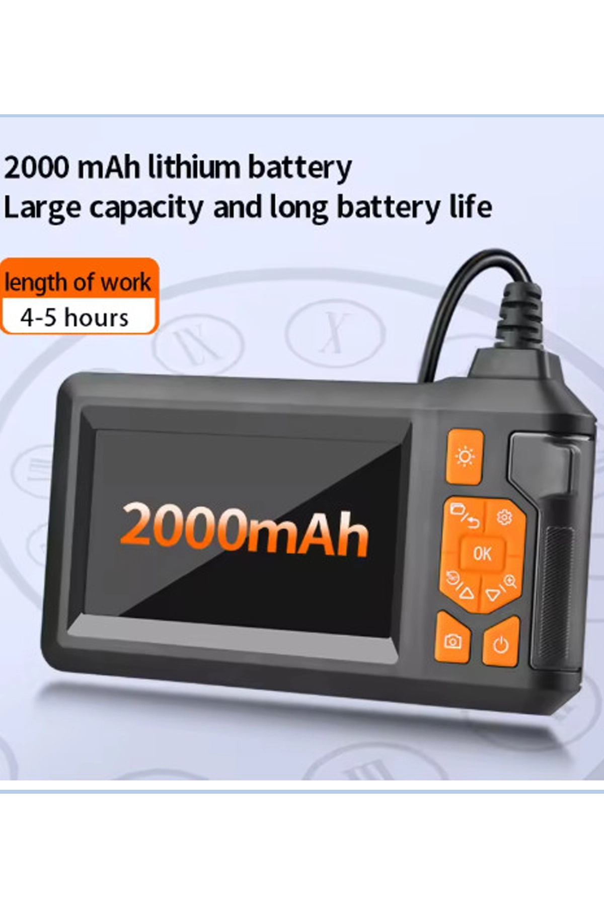 Ekranlı 3 Kameralı 10 Mt Hafıza Kart Destekli Sert Kablo Yılan Endoskop Kamera 8 Mm 4.3 Inc