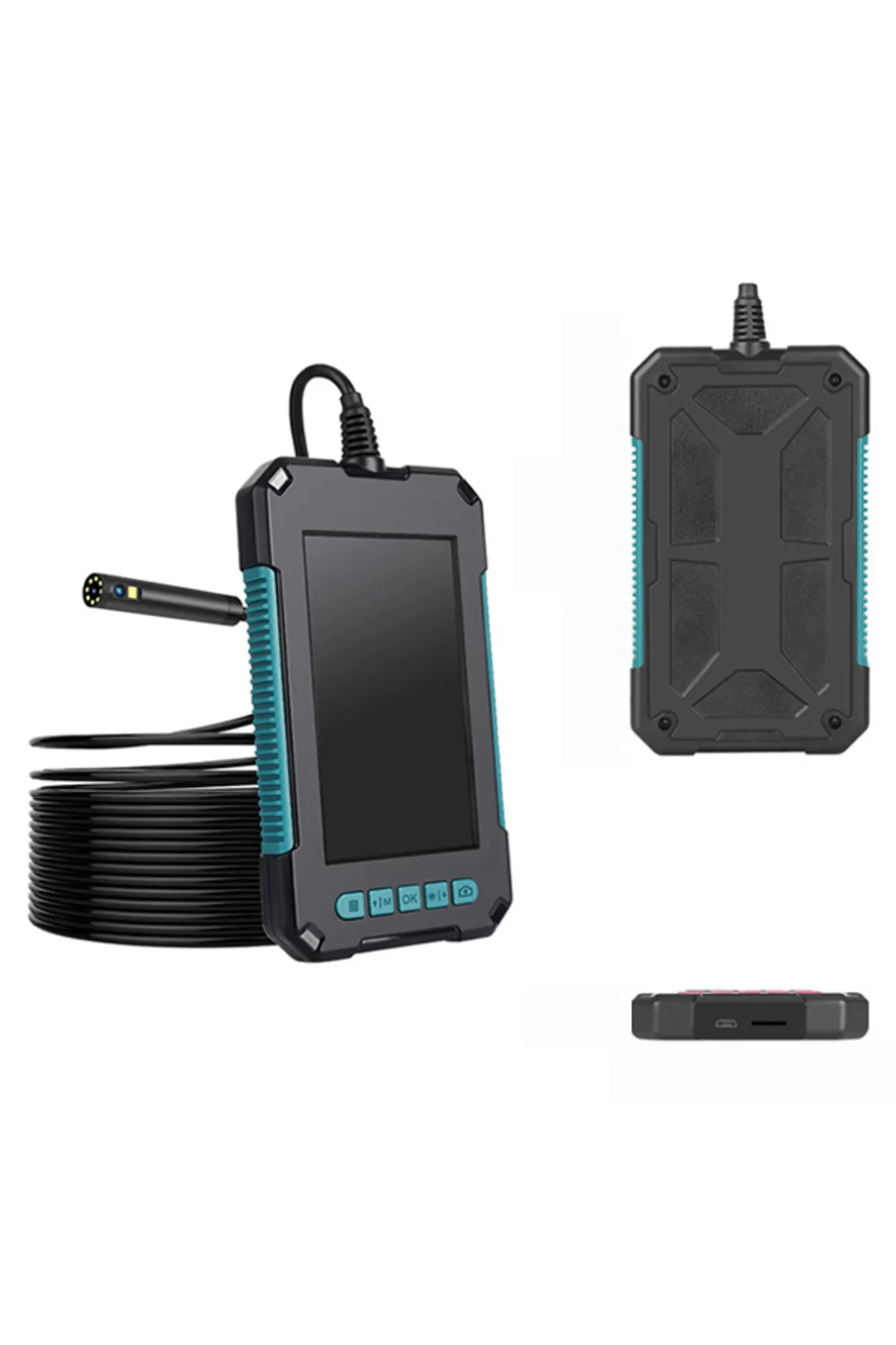 Ekranlı Çift Kameralı 10 Mt Hafıza Kart Destekli Sert Kablo Yılan Endoskop Kamera 5.5 Mm 4.3 Inc