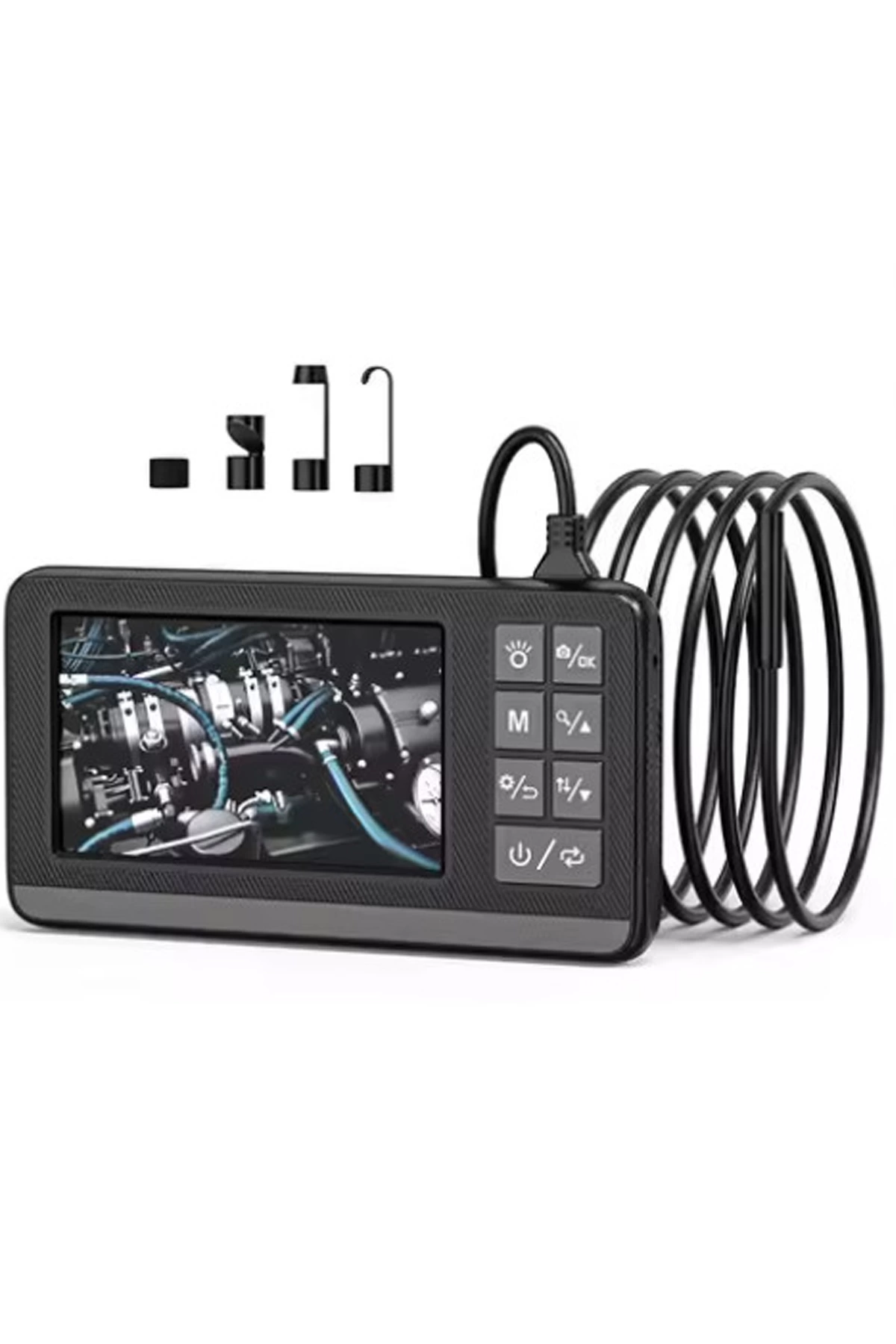 Ekranlı Çift Kameralı 10 Mt Sert Kablo Endoskop Kamera 8 Mm 4.3 Inc Hafıza Kart Destekli