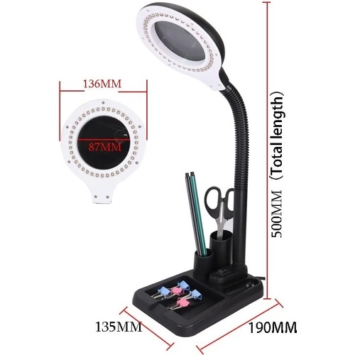 Esnek 5x /10x,40 Led Işıklı Büyüteç ,lamba Büyüteç Okuma, Çalışma Lehim Masa Lambası A808