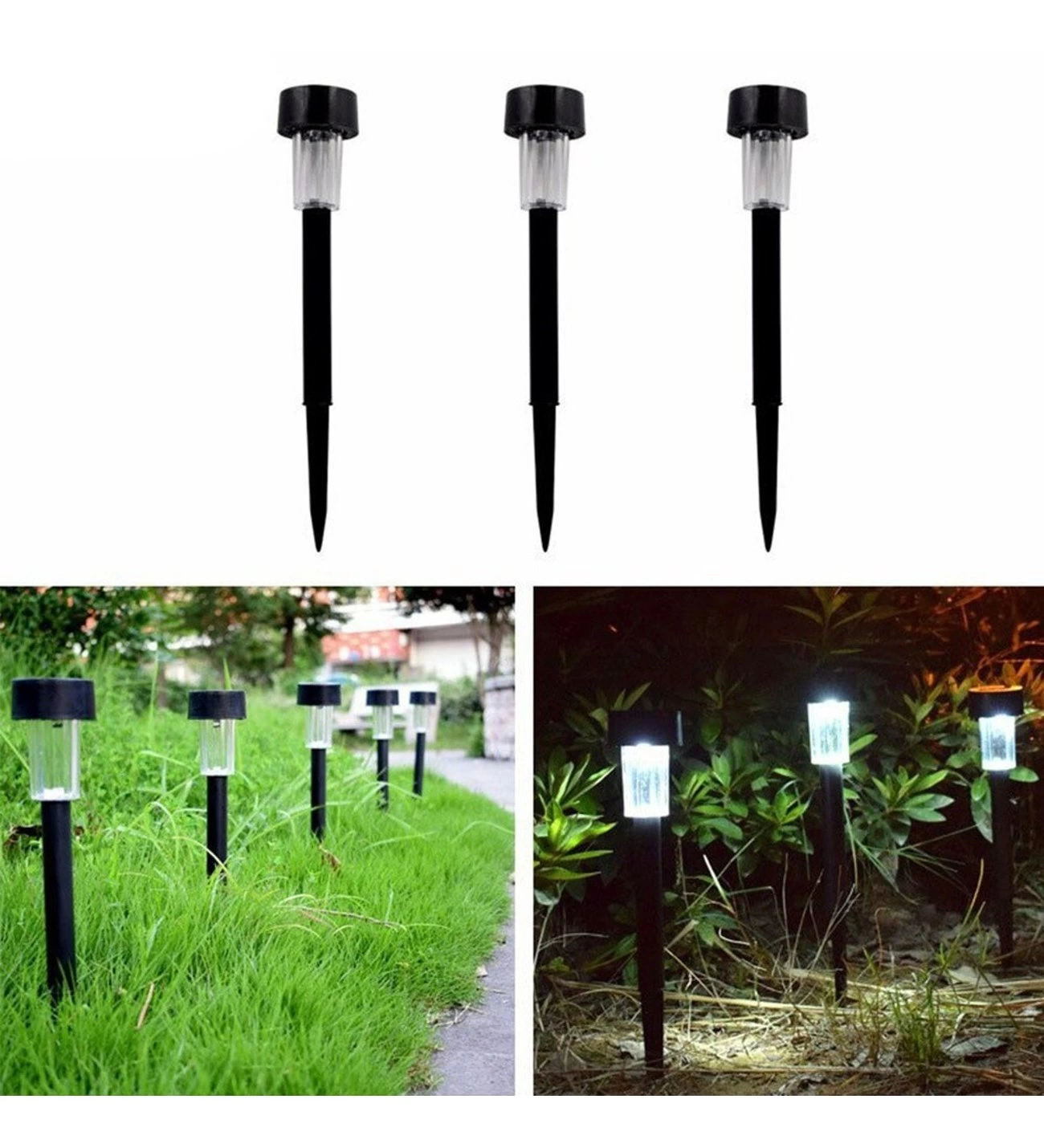 Güneş Enerjili Bahçe Lambası Plastik Saplama 10lu Set