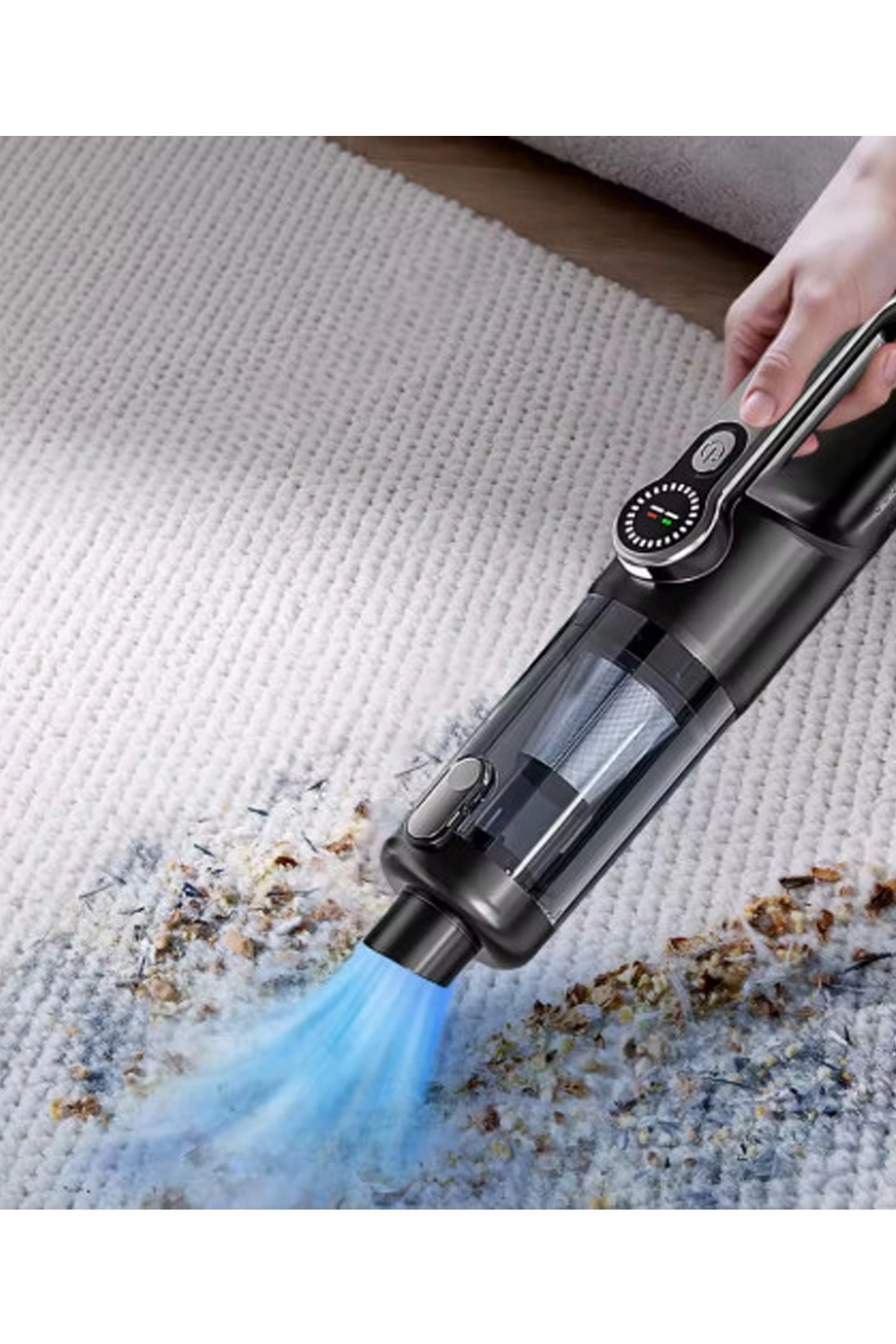 Işıklı Araç Süpürgesi Kablosuz 22.000 Pascal Çekim Gücü Vakum Ve Üfleme 2in1 10başlık Metal Filtreli