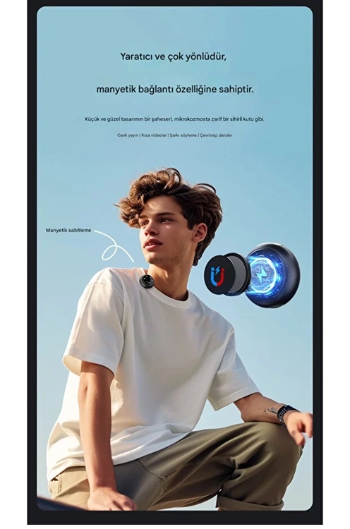 Kablosuz Profesyonel İkili Yayın Yaka Mikrofonu Şarj Kutu Mıknatıslı Typce Lightning Çıkış Mikrofon