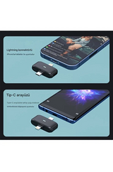 Kablosuz Profesyonel İkili Yayın Yaka Mikrofonu Şarj Kutu Mıknatıslı Typce Lightning Çıkış Mikrofon