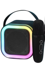 Karaoke Kablosuz Hoparlör Mikrofonlu Rgb Işıklı Bluetooth Speaker Tf Kart/usb Siyah