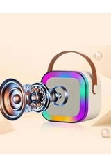 Karaoke Kablosuz Hoparlör Mikrofonlu Rgb Işıklı Bluetooth Speaker Tf Kart/usb Siyah