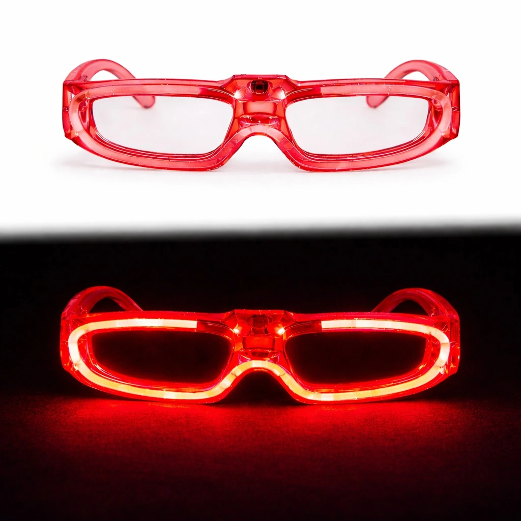 Kırmızı Led Işıklı Parti Gözlüğü 3 Modlu – Glow Gece Eğlence Gözlüğü