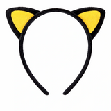 Peluş Kedi Kulak Taç Sarı Siyah – Çocuk Parti Kostüm Tacı