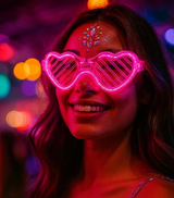 Pembe Led Işıklı Kalp Gözlük – 3 Modlu Parti Glow Gözlüğü
