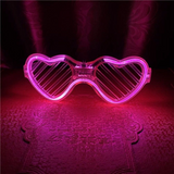 Pembe Led Işıklı Kalp Gözlük – 3 Modlu Parti Glow Gözlüğü