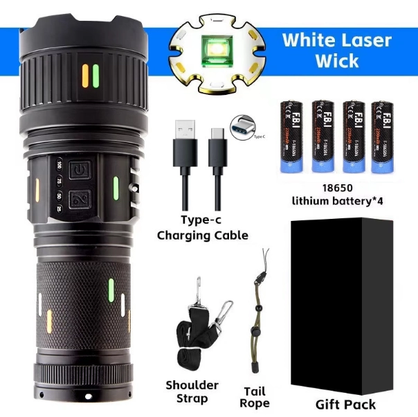 Pro F-3001 Alüminyum Tg Led Güç Göstergeli Type-c Şarjlı El Feneri 100 W