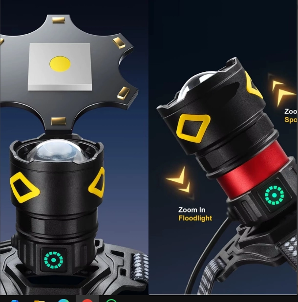 Pro F-3003 Alüminyum Pm10-tg Led Type-c Powerbank Ve Solar Şarjlı Kamp Kafa Feneri