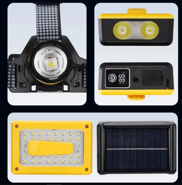 Pro F-3003 Alüminyum Pm10-tg Led Type-c Powerbank Ve Solar Şarjlı Kamp Kafa Feneri