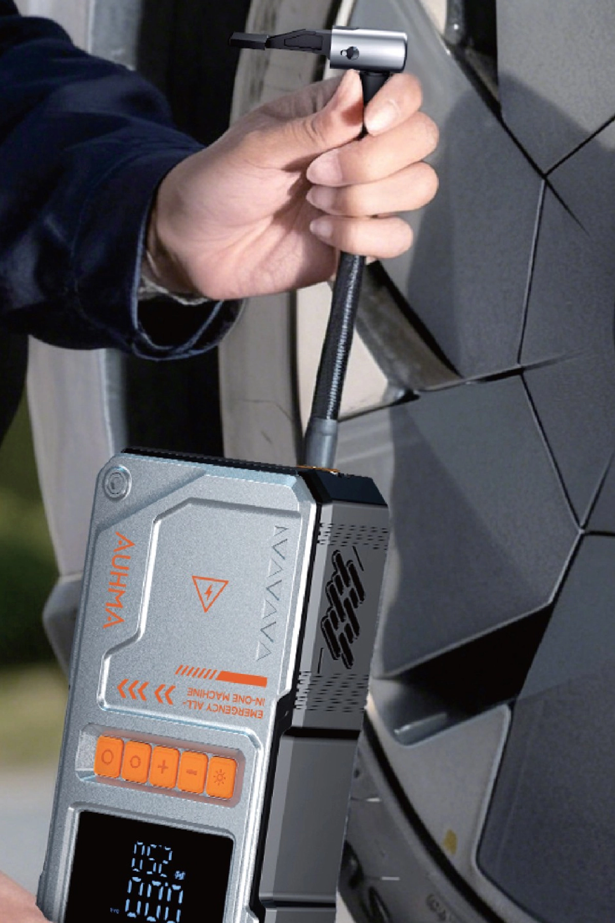 Şarjlı 10.000 Mah Akım Korumalı Taşınabilir Çanta Araç Akü Şarj Takviyeli Işıklı Hava Kompresörü Powerbankli