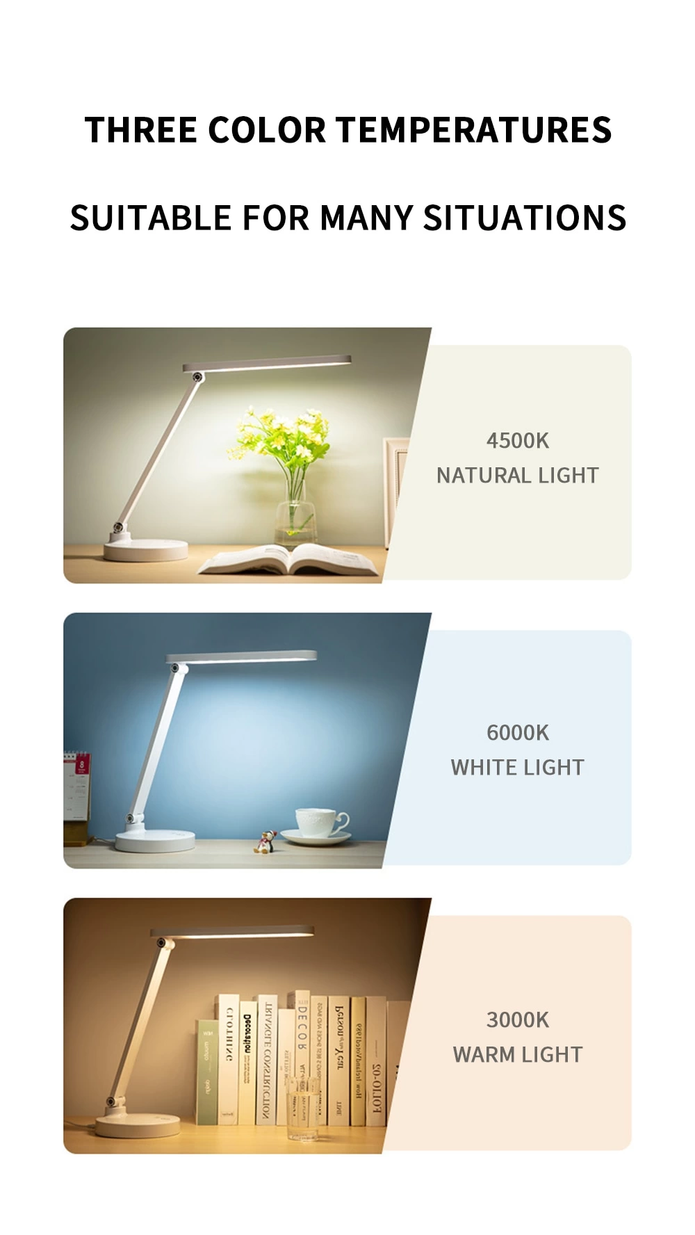 Şarjlı 40 Led Çalışma Okuma Işığı Kademeli Masa Lambası Ayarlanabilir Renk Tonu Ve Parlaklık Ps-1912