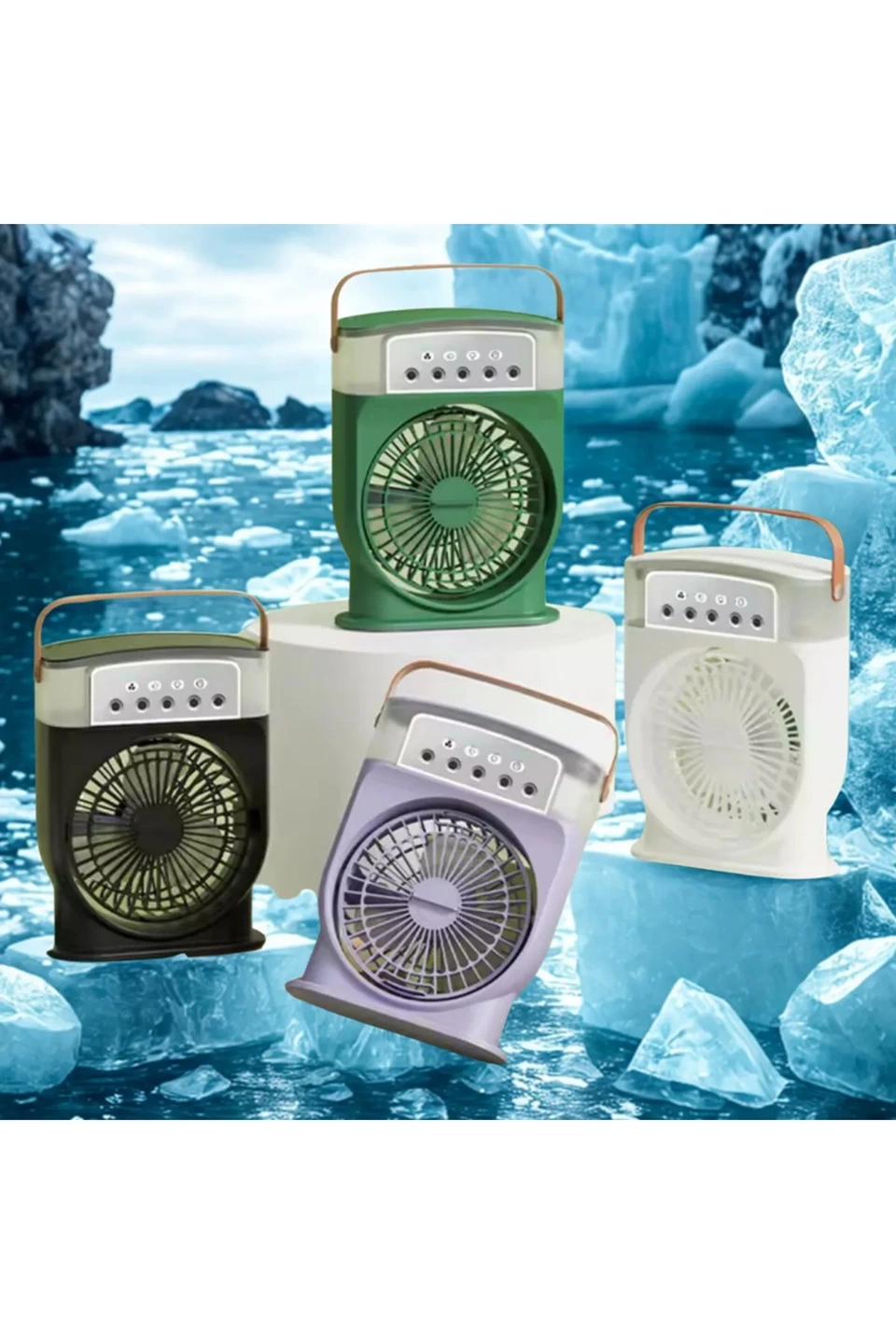 Şarjlı 600 Ml Su Hazneli Taşınabilir Masaüstü Vanilatör Güçlü Fan Ve 2000 Mah Pil Beyaz