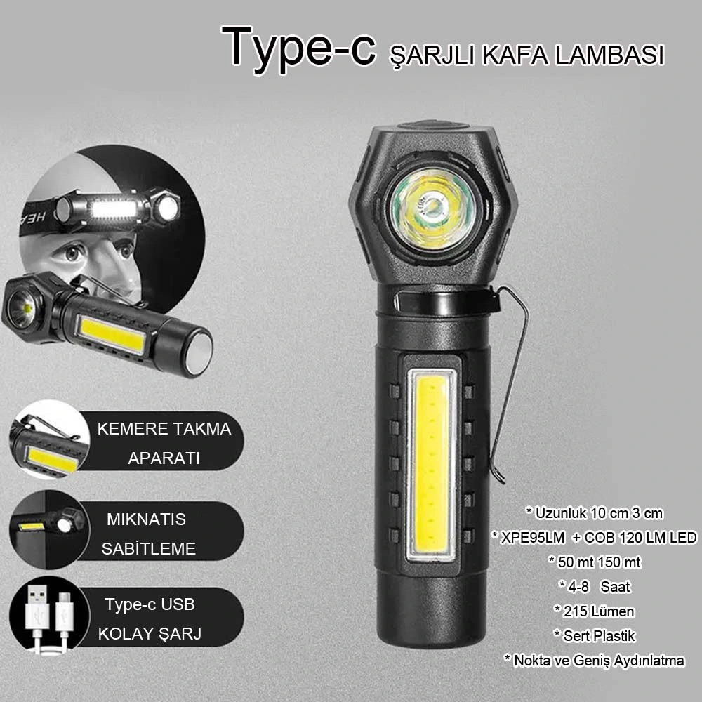 Ürün Kodu :Wt-621 Boyutlar :Uzunluk 10 cm 3 cm Işı Şarjlı Mıktanıslı Kafa Lambası