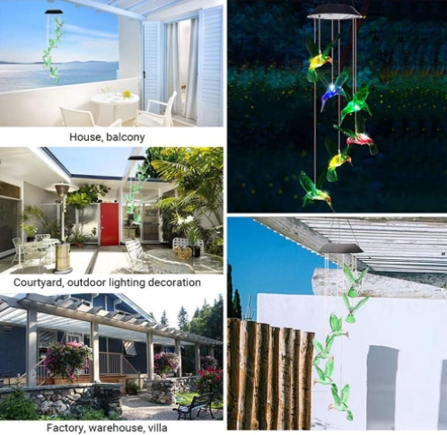 Solar Led Işıklı Kuşlu Bahçe Dekoru 6 Ledli,renkli Işık