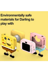 Sünger Bob Tasarımlı Yeni Nesil Çocuk Dijital Mini Fotoğraf Makinesi Çift Kamera