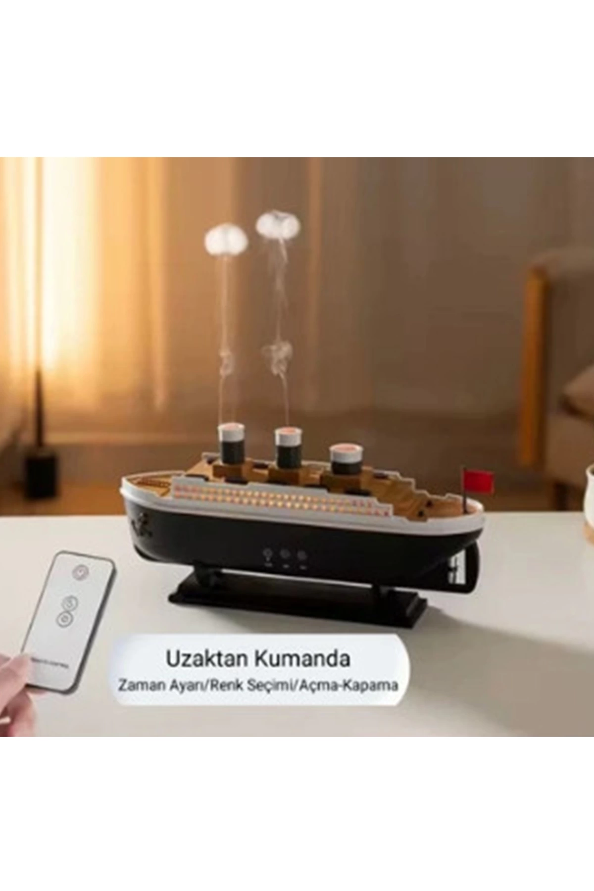 Titanic Gemi Hava Nemlendirici Işıklı Fonksiyonlu Buhar Makinesi Kumandalı