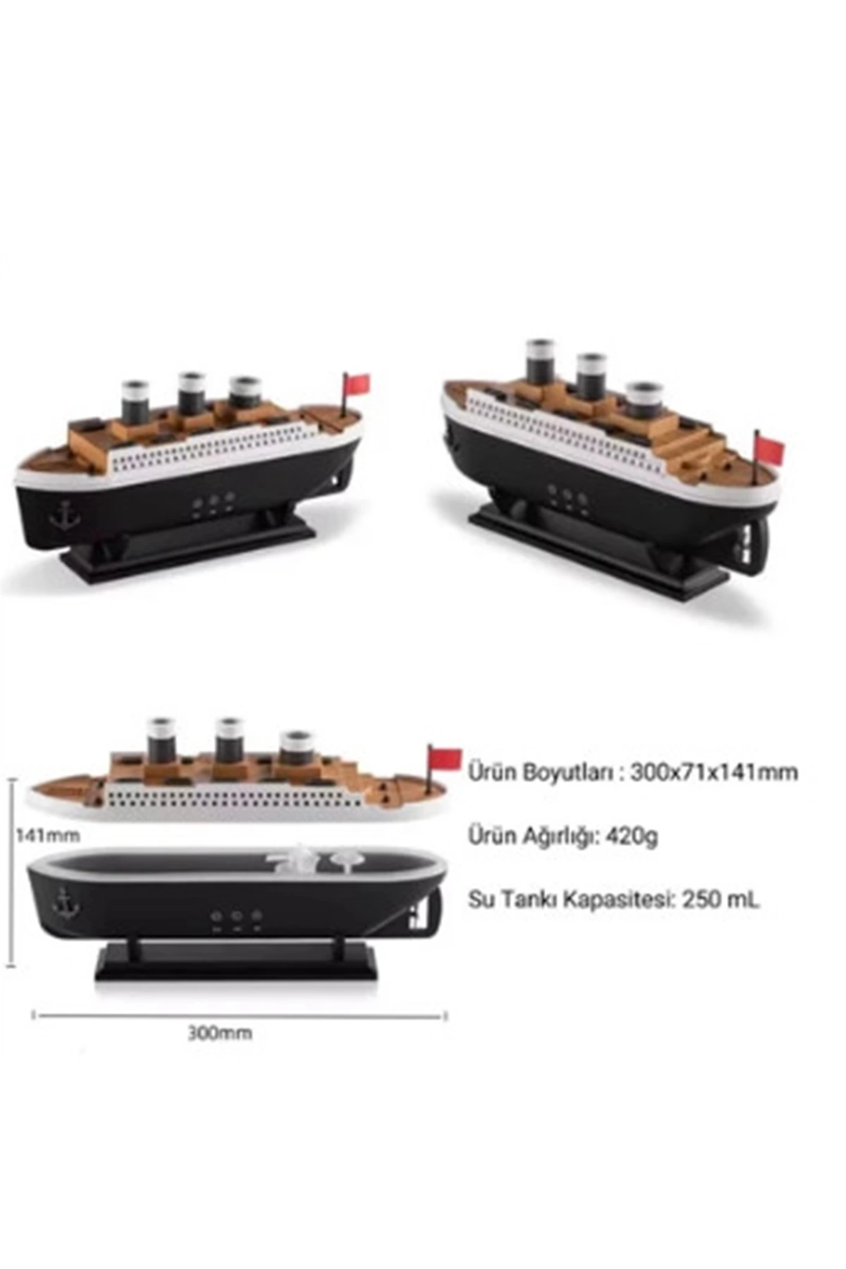 Titanic Gemi Hava Nemlendirici Işıklı Fonksiyonlu Buhar Makinesi Kumandalı