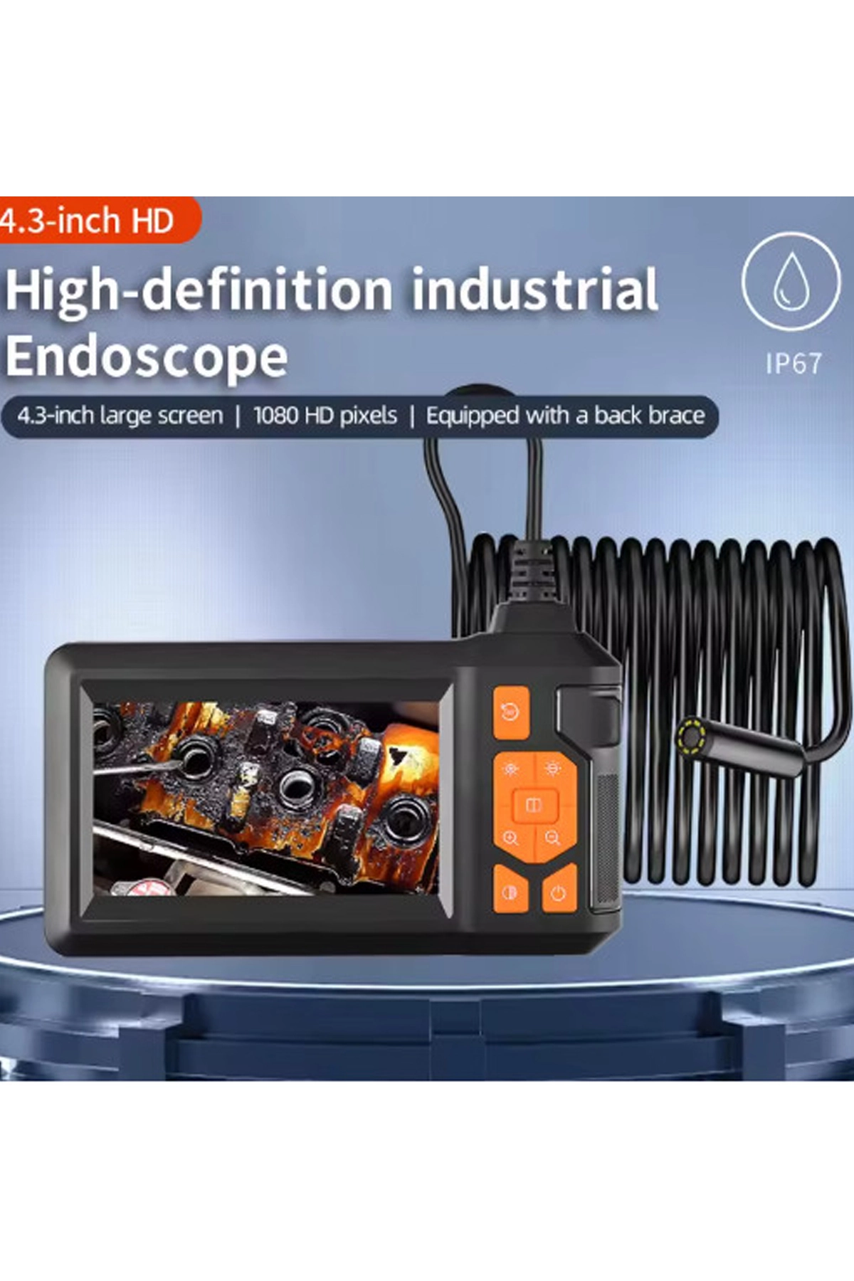 Vtn-008 Ekranlı Çift Kameralı 10 Mt Sert Kablo Yılan Endoskop Kamera 8 Mm 4.3 Inc