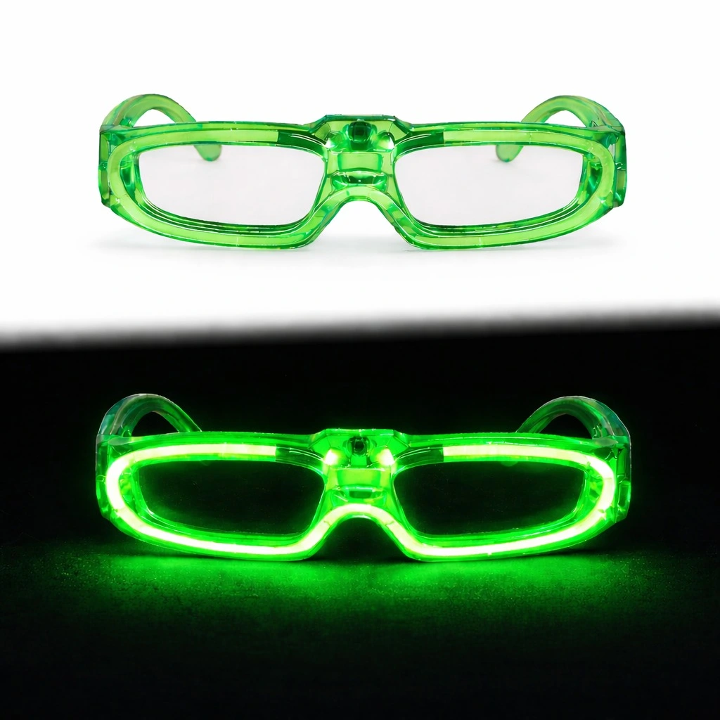 Yeşil Led Işıklı Parti Gözlüğü 3 Modlu – Glow Gece Eğlence Gözlüğü